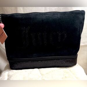 NEW Juicy Couture Black Bling Felt Cosmetics Bag